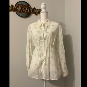 ⏰ Sonoma Life + Style - Sheer Button Down Shirt - XL